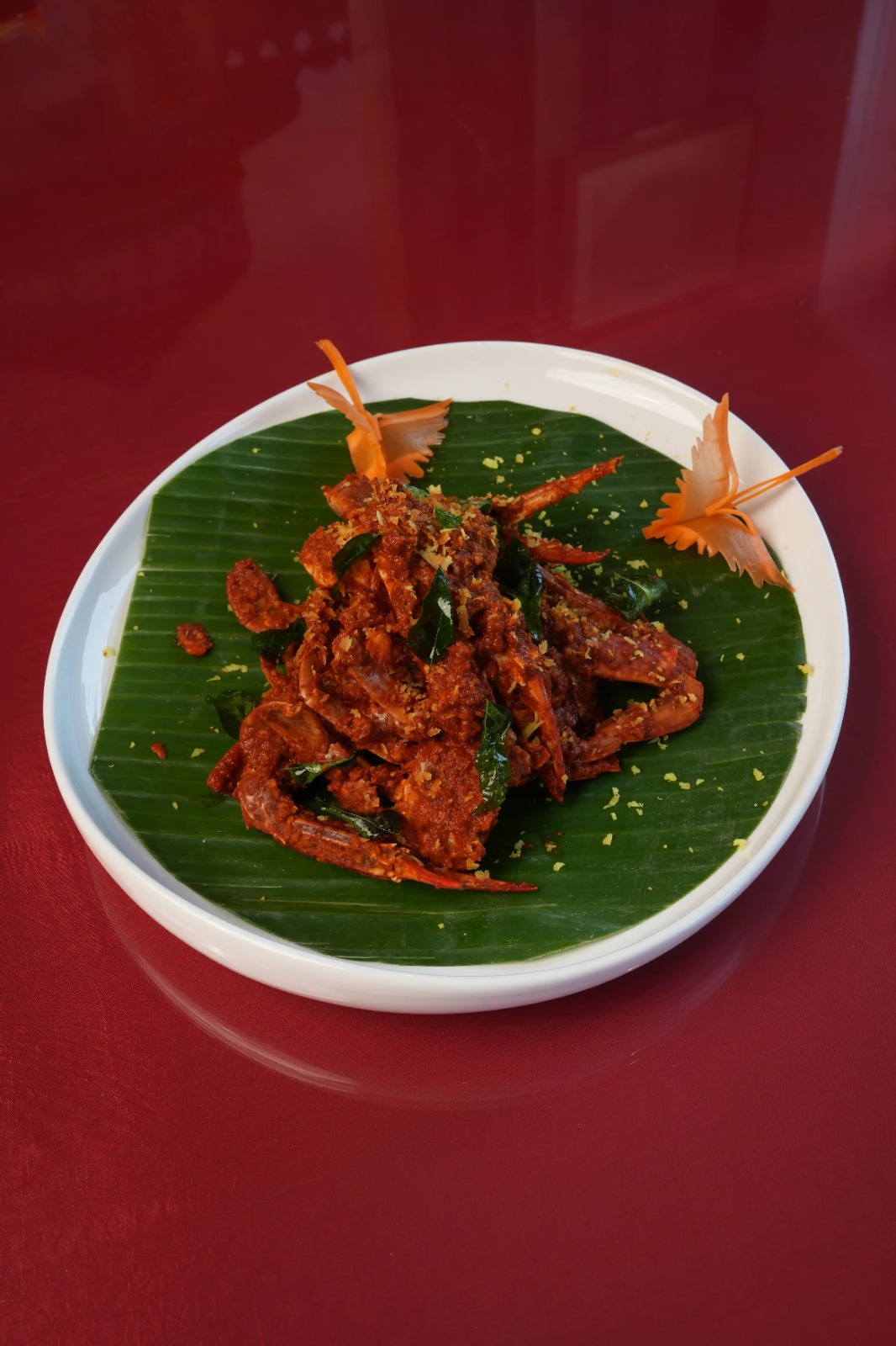 Crab Masala on banana leaf — Goenchin signature dish